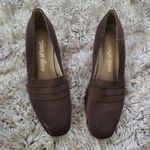 Easy Street  Vintage Brown Suede Leather Square Toe Block Heels Size 8 Photo 0