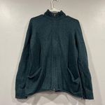 Title Nine  Blue Green Cotton Wool Blend Full Zip Sweater Large L Photo 0