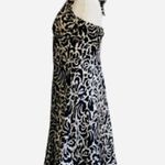 White House | Black Market WHBM Halter Dress Black Cream Floral Sleeveless Silk Flowy Halter Dress Size 4 Photo 6