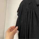 Free People  Black Short Sleeve Flutter Blouse Womens XS Boho Henley Oversized Photo 3