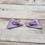 Vintage Clip On Earrings 1 & 1/8" Light Purple Hammered Pattern Triangle Photo 8