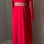 Vintage 1960s mod red maxi dress with glitter waist Size L Photo 1