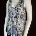 Converse  White & Blue Floral Sheer Tank Top (S) Photo 0