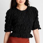 FUTURE COLLECTIVE x BLUTSTEIN | Elbow Sleeve Ruffle Textured Top Black | Large Photo 0