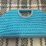 ASOS DESIGN Summer Spring Boho Blue Straw Woven Cut Out Grab Clutch Bag Photo 4