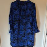 Madewell  Director Silk Shift Dress Mini Floral Blue Black Large Photo 7
