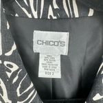 Chico's  Women's Linen Blend Lined Button-Down Long Blazer Black White Large‎ Photo 2