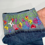 Gap Womens Floral Embroidered Hem Straight Cuff Cropped Jeans Blue Size 8R Photo 5