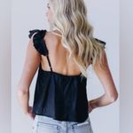 Free People Harmony Black Lace Sleeveless Top Boho Feminine Girly Ruffle MEDIUM Photo 8