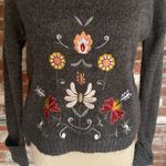 Urban Bliss Gray Floral Embroidered knit Sweater Size 12 Photo 1
