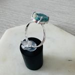 Sterling Silver Mediterranean Green Quartz Stalacitite Slice Ring Blue Photo 2