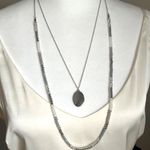 Loft New 2 - Piece Demure Minimalist Silver Tone and Multi-Color Bead Necklace Photo 1