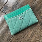 Coach Colored Denim Quilted Essential Card Case, Green Ivy Photo 4