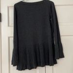 Cable & Gauge Peplum Bell Sleeved Charcoal Sweater Ribbed Peplum Knit Top Photo 3