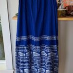 Vintage Grecian Cobalt Blue White Embroidered Cotton Floor Length Maxi Skirt S Photo 10