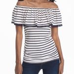 White House | Black Market striped off the shoulder flounce top size medium Photo 0