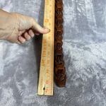 VTG Women's Braided Belt Small Brown Genuine Leather Chain Style Brass Buckle Photo 3