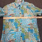 Vatpove Shirt Womens Medium Green Blue Aztec Madras Coastal Country Vacation Photo 3