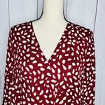 West K Faux Wrap Blouse 3/4 Sleeve Tie Maroon Polka Dot Women's Size M Size M Photo 1