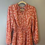 Absolutely Famous  Dress Pink Floral Long Sleeve Ruffled Tiered Fall Dress M EUC Photo 1