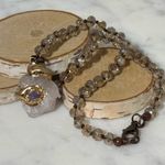 16” beaded necklace quartz encased in gold, with a touch of amethyst Gold Photo 1