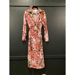 MISA Los Angeles MISA sung long sleeve midi dress Cotton Blend V Neck Cut Out Floral Pink new XS Photo 1