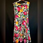 Ralph Lauren Lauren  Womens Fit N Flare Dress Floral Stretch Jersey Size Photo 1