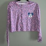Disney  Minnie Mouse small lavender pink crop top long sleeve floral print NWOT Photo 10