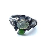 Artisan VINTAGE Moss Agate 925 Sterling Silver Brutalist Ring Sz. 5.25 Gemstone Photo 0