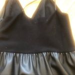 ZARA Mini Dress Black Faux Leather Spaghetti Strap Empire Waist V Neck Sz Small Photo 2