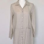 Sigrid Olsen  100% Linen Button Down Long Sleeve Shirt Dress Coastal Grandma Photo 0