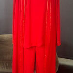 Women’s Red Chiffon 3 Piece Pants Suit Mother of the Bride Plus Size 20W NEW Photo 0