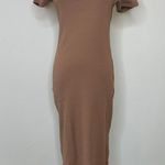 Cotton On NWT Brown Ribbed T Shirt Dress Short Sleeve Slit Sz Medium Photo 0