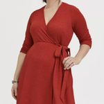 Torrid NWT ‎ Red Orange Textured Knit Surplice Wrap Dress Size 2X Photo 0