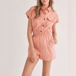 Sadie & Sage Clear Eyes Denim Romper Coral Pink NWT Size S‎ Photo 5