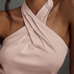 BHLDN  Ruby twist halter satin maxi gown dress blush pale pink Photo 3