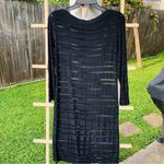 Calvin Rucker Womens Long Sleeve Scoop Neck Knit Shirt Dress Black Mesh Small Photo 6