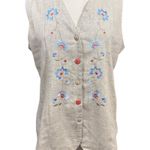 Petite Sophisticate Vintage Vest Size L Beige Embroidered Floral Made in USA Photo 0