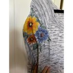 Torrid Womens Sweater Size 4 4X 26 Space Dye Knit Embroidered Floral Sleeve Gray Photo 4