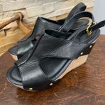 Kenneth Cole  Black Wedge Sandals with Textured Straps Photo 2