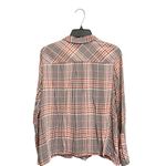 J.Jill  Medium Plaid Ruffle Long Sleeve MOP Mother of Pearl Button-up Top Blouse Photo 4