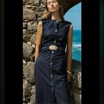 ZARA  draped denim midi belted dress NWT size XL Photo 1