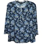 Boutique Napa Valley Women’s West Coast Blue Floral Blouse Button Front Pleated Top Sz M Photo 6