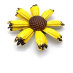 Vintage enamel sunflower brooch pin VTG‎ Yellow Photo 2