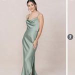 Revelry Nadia Satin Dress Green Size 4 Photo 3