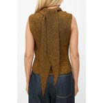Ganni  Metallic Rib Knit Tie Back Top Womens Size XL Gold Black NWT Retail $ 225 Photo 3