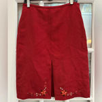Loft Ann Taylor 100% Wool Burgundy Floral Embroidered Beaded Pencil Skirt Size 8 Photo 9