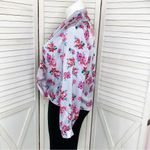 Lush Clothing Lush Floral Satin Faux Wrap Surplice Blouse Lavender Pink Large Photo 2