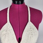 New Crochet Halter Top Bralette in Cream Cotton Scalloped Edge Handmade Size M Photo 9