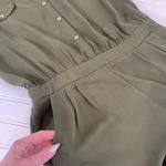 Miss Avenue Women Green Pleated Long Sleeve Pocket Button Romper Size L Photo 4